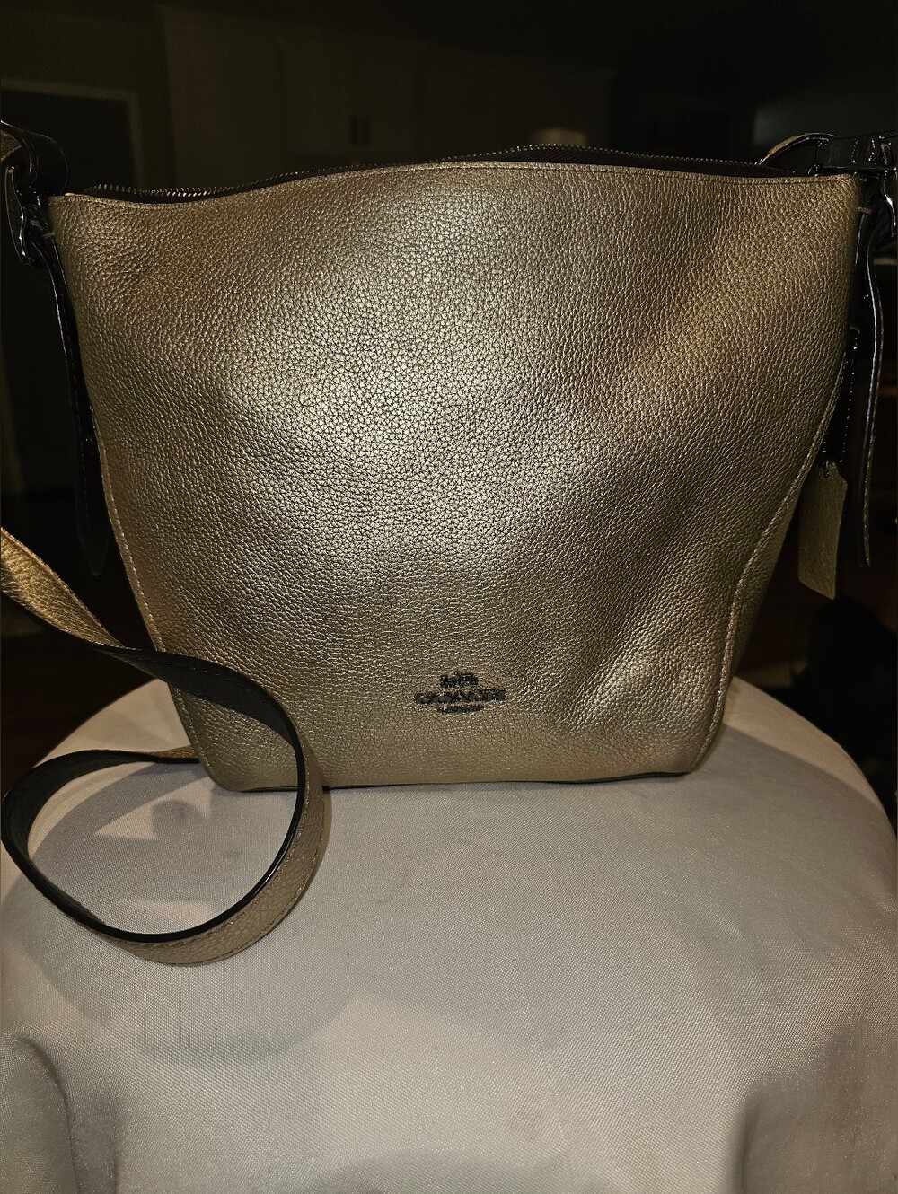 Coach Gold Pebbled Leather Crossbody Bag